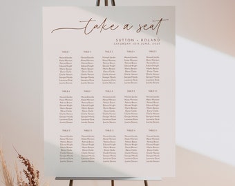Wedding Seating Chart Template, Minimalist Wedding Seating Plan, Editable Seating Chart, Neutral Wedding Reception Seating Printable, Sutton