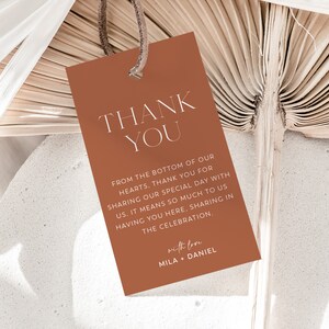 Rectangle Wedding Favor Tags: Minimalist Thank You (Editable Template)