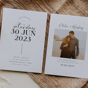 Minimalist Save the Date Template, Photo Save the Date, Editable Save Our Date, Save The Date Card, Rustic Wedding Invitation, Chloe