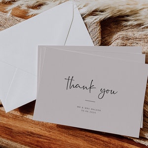 Minimalist Wedding Thank You Card Template: Editable Printable (Instant Download)