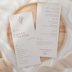 Boho Wedding Program Template, Modern Wedding Program, Minimalist ...
