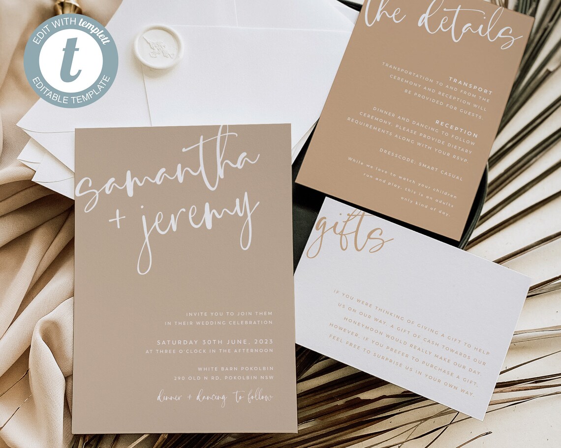 Minimalist Wedding Invitation Set Modern Wedding