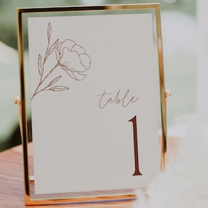 Printable Table Numbers Template, Modern Wedding Table Numbers, Minimalist Table Numbers, Botanical Table Numbers Template, 5x7, 4x6, Hadley