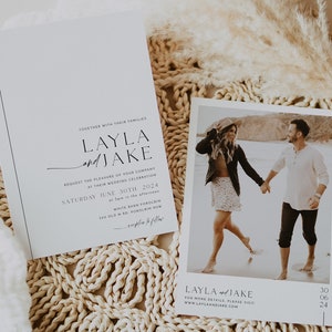 Minimalist Wedding Invitation Template, Invitation with Photo, Minimal Wedding Invite, Wedding Invitation Template Download, Modern, Layla