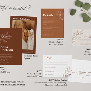 Boho Wedding Invitation Template Set, Minimalist Wedding Invite Template Download Editable, Rustic Terracotta, Ariella image 6