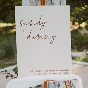 Minimalist Wedding Welcome Sign Template, Modern Calligraphy Sign, Editable Minimal Wedding Sign, Printable Wedding Sign Template, Sandy