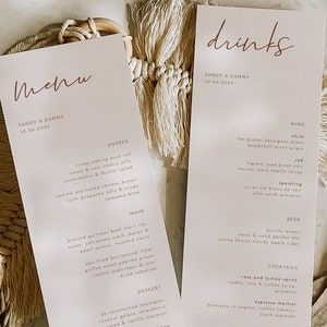 Wedding Menu Template, Minimalist Wedding Menu, Modern Wedding Menu, Beige Wedding Menu, Templett Wedding Menu, Editable Menu, Sandy