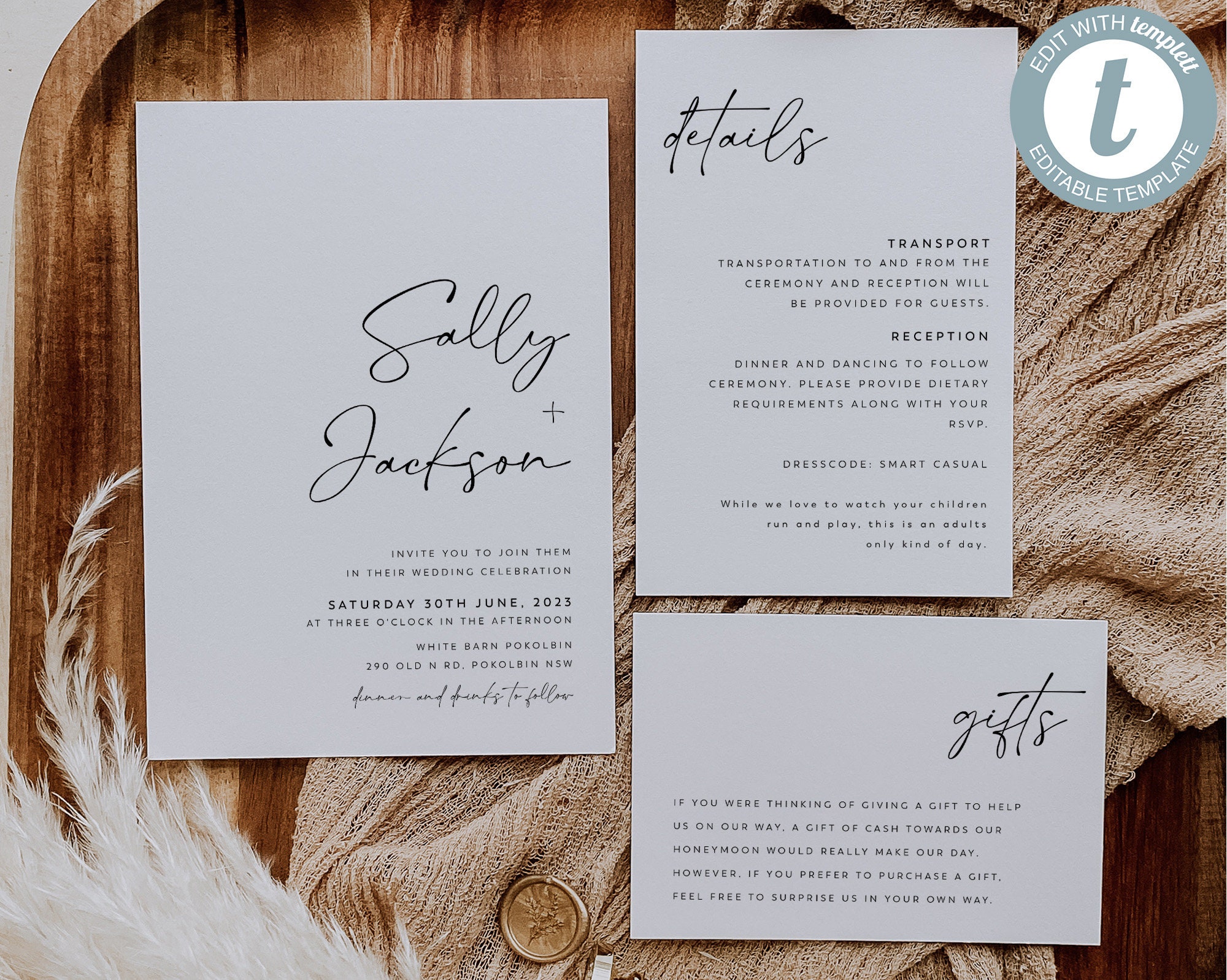 Minimalist Wedding Invitation Template Set Wedding Invitation - Etsy