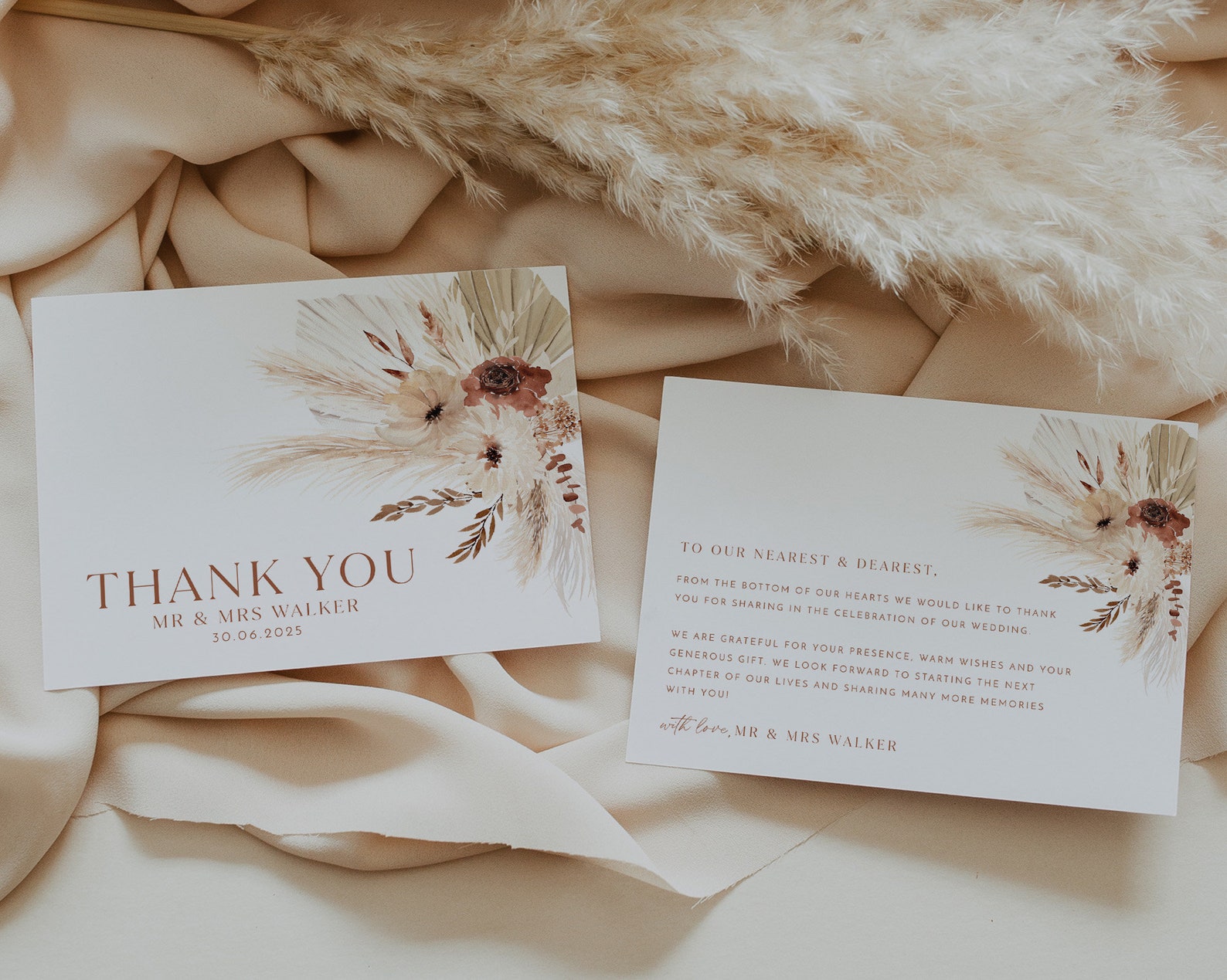 Boho Thank You Card Template Printable Thank You Card | Etsy