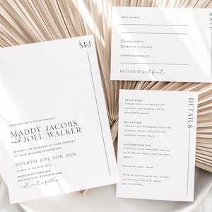 Minimalist Wedding Invitation Template Set, Wedding Invitation Template Download, Editable Modern Wedding Invite, Instant Download, Maddy