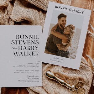 Wedding Invitation Template, Invitation with Photo, Minimalist Wedding Invite, Wedding Invitation Template Download, Rustic Wedding, Bonnie