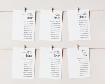 Wedding Seating Chart Card Template, Minimalist Wedding Seating Chart Cards, Modern Seating Chart Card, Table Number Seating Card, Charlotte