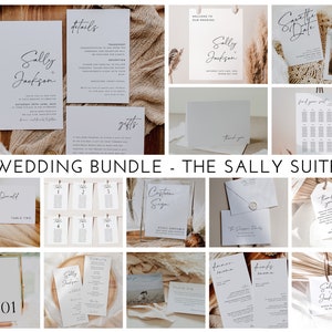Wedding Invitation Bundle, Minimalist Wedding Invitation Template, Wedding Suite, Printable Wedding Invitation, Editable Modern, Sally