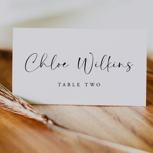 Modern Wedding Place Cards Template, Elegant Wedding Name Cards, Minimal Escort Cards, Printable Place Cards, Editable Table Name, Chloe