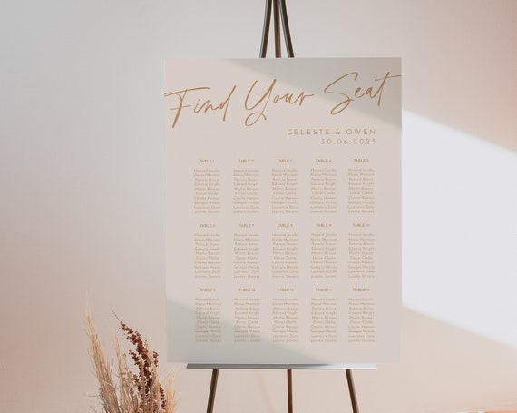 Wedding Seating Chart Printable Seating Chart Wedding - Etsy