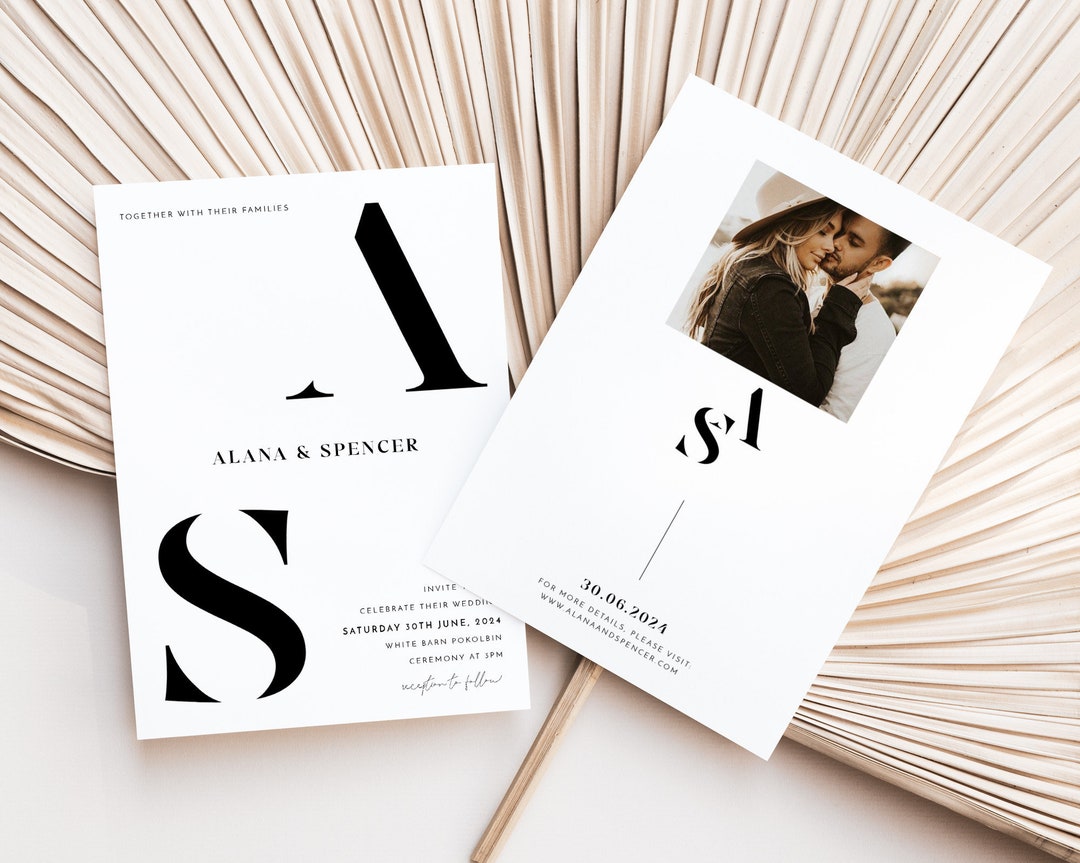 Minimalist Wedding Invitation Template Invitation With Photo - Etsy