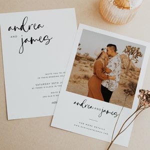 Wedding Invitation Template, Invitation with Photo, Minimalist Wedding Invite, Wedding Invitation Template Download, Rustic Wedding, Andrea