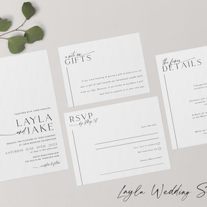 Minimalist Wedding Invitation Template Set, Wedding Invitation Template Download, Editable Modern Wedding Invite, Instant Download, Layla image 3