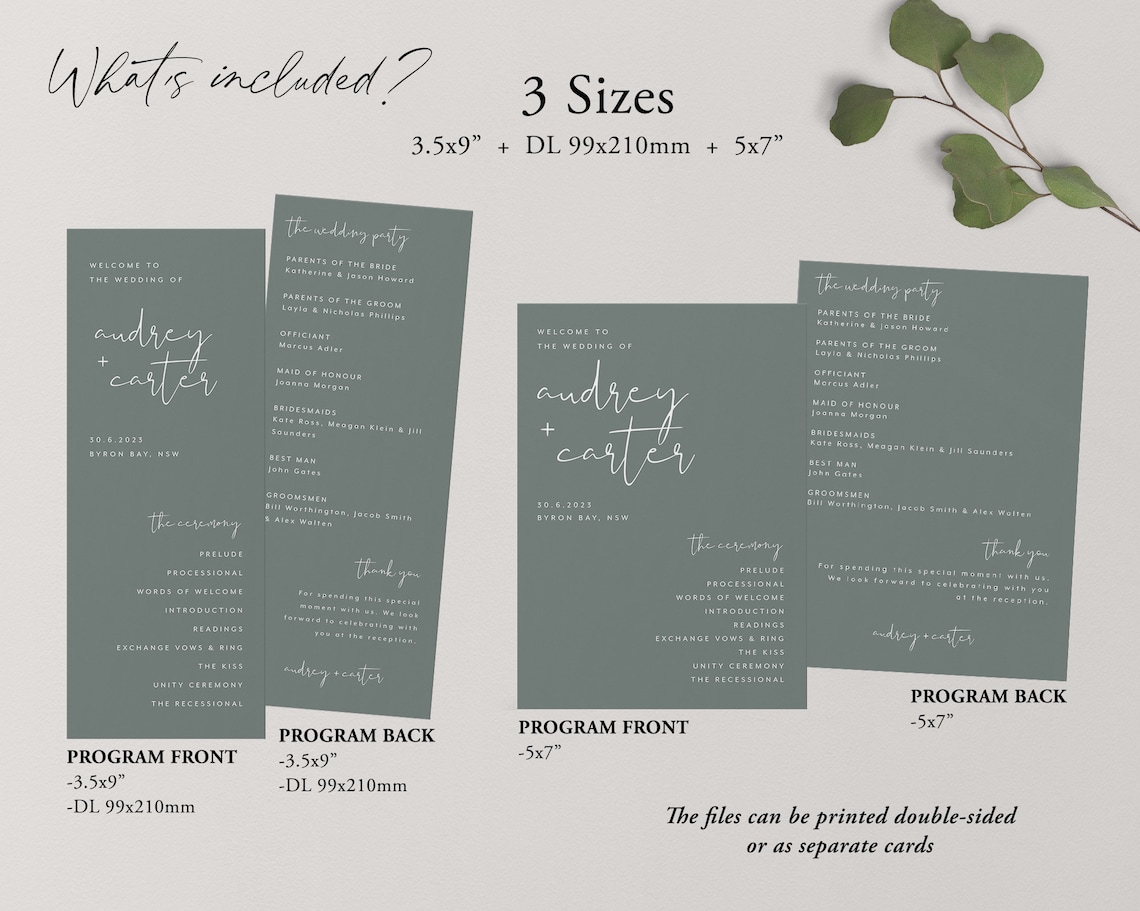 Modern Wedding Program Template Editable Wedding Program Etsy 