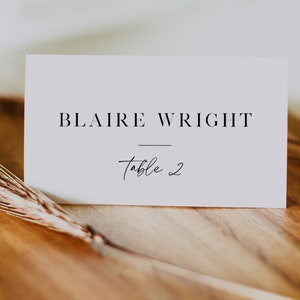 Modern Wedding Place Cards Template, Elegant Wedding Name Cards, Minimal Escort Cards, Printable Place Cards, Editable Table Name, Blaire