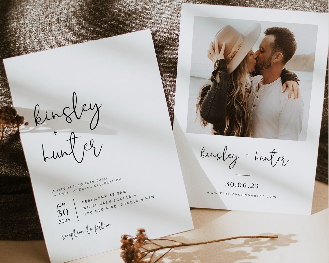 Minimalist Wedding Invitation Template Set Wedding