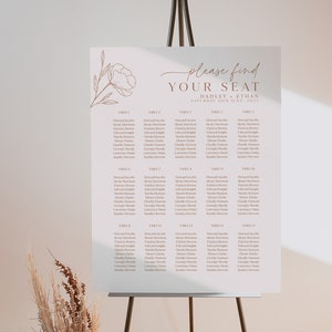 Wedding Seating Chart Template, Minimalist Wedding Seating Plan, Editable Seating Chart, Neutral Wedding Reception Seating Printable, Hadley