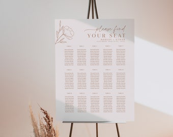 Wedding Seating Chart Template, Minimalist Wedding Seating Plan, Editable Seating Chart, Neutral Wedding Reception Seating Printable, Hadley