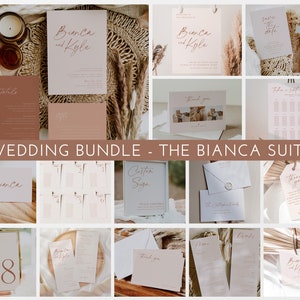 Wedding Invitation Set Bundle, Minimalist Wedding Invitation Template, Wedding Suite Printable Wedding Invitation, Editable Wedding, Bianca