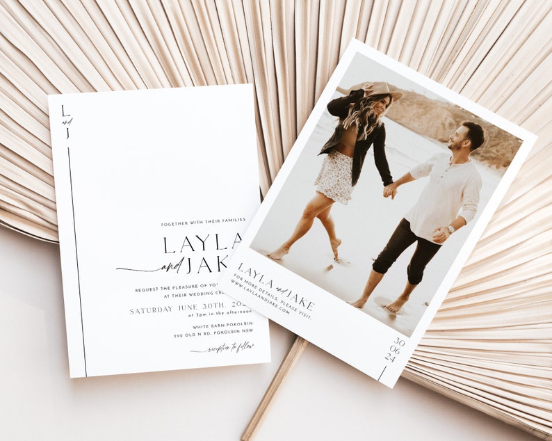 Minimalist Wedding Invitation Template Set, Wedding Invitation Template Download, Editable Modern Wedding Invite, Instant Download, Layla image 4