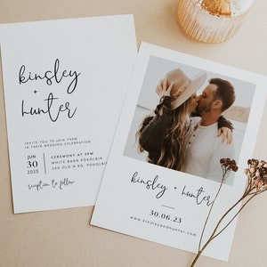 Wedding Invitation Template, Invitation with Photo, Minimalist Wedding Invite, Wedding Invitation Template Download, Rustic Wedding, Kinsley image 3