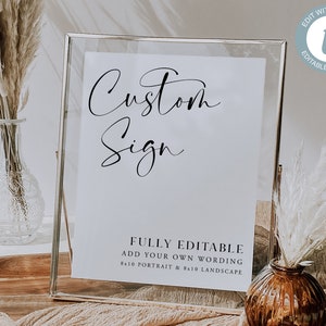 Editable Sign Template, 8x10 Printable Sign, Custom Sign Wedding, Minimalist Wedding, Printable Custom Sign Template, Instant Download,Chloe