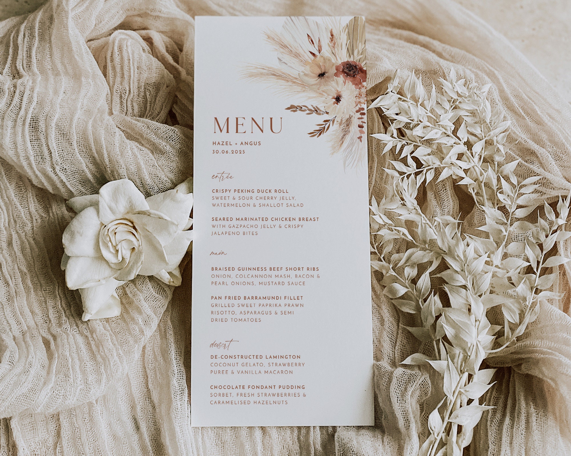 Boho Wedding Menu Template Boho Floral Wedding Menu Modern | Etsy