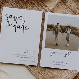 Save the Date Template, Photo Save the Date, Editable Save Our Date, Minimalist Save The Date Card, Rustic Wedding Invitation, Grace