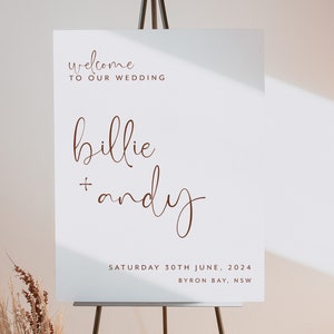 Minimal Wedding Welcome Sign Template, Modern Calligraphy Sign, Editable Wedding Welcome, Printable Reception Sign Template, Simple, Billie