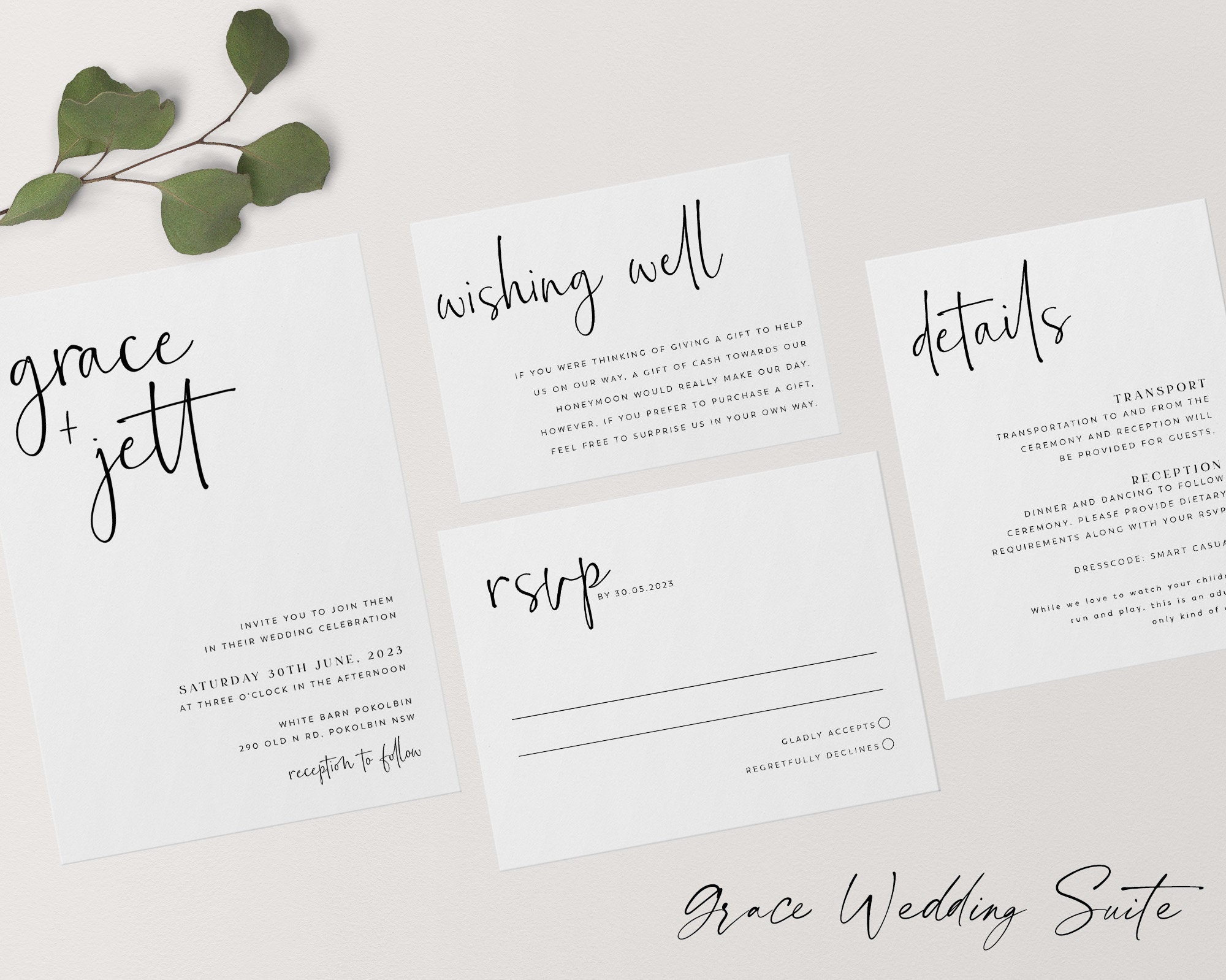 Minimalist Wedding Invitation Template Set Wedding Invitation | Etsy