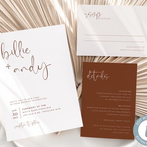 Minimalist Wedding Invitation Template Set: Modern Editable Invite (Instant Download)