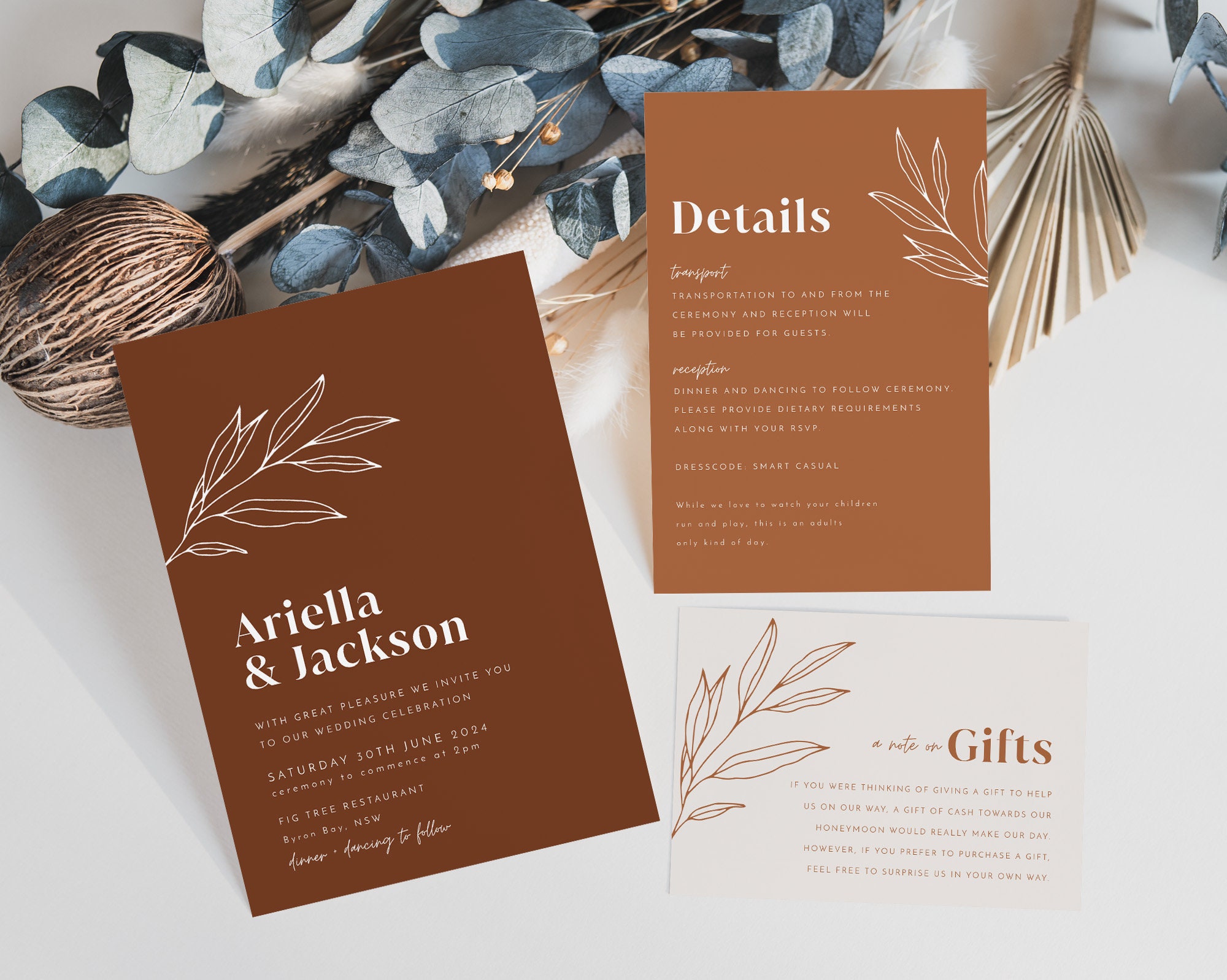 Boho Wedding Invitation Template Set Minimalist Wedding - Etsy