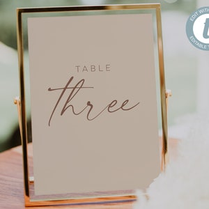 Minimal Wedding Table Number Template, Printable Table Numbers, Table Number for Wedding, Editable Modern Reception Table Numbers, Annalyse