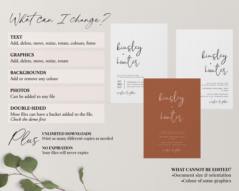 Wedding Invitation Template, Invitation with Photo, Minimalist Wedding Invite, Wedding Invitation Template Download, Rustic Wedding, Kinsley image 7