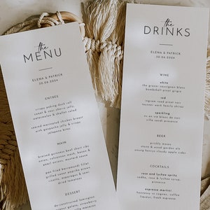 Minimal Wedding Menu Template, Minimalist Wedding Menu, Modern Wedding Menu, Let&#39;s Eat Menu, Templett Wedding Menu, Editable Menu, Elena