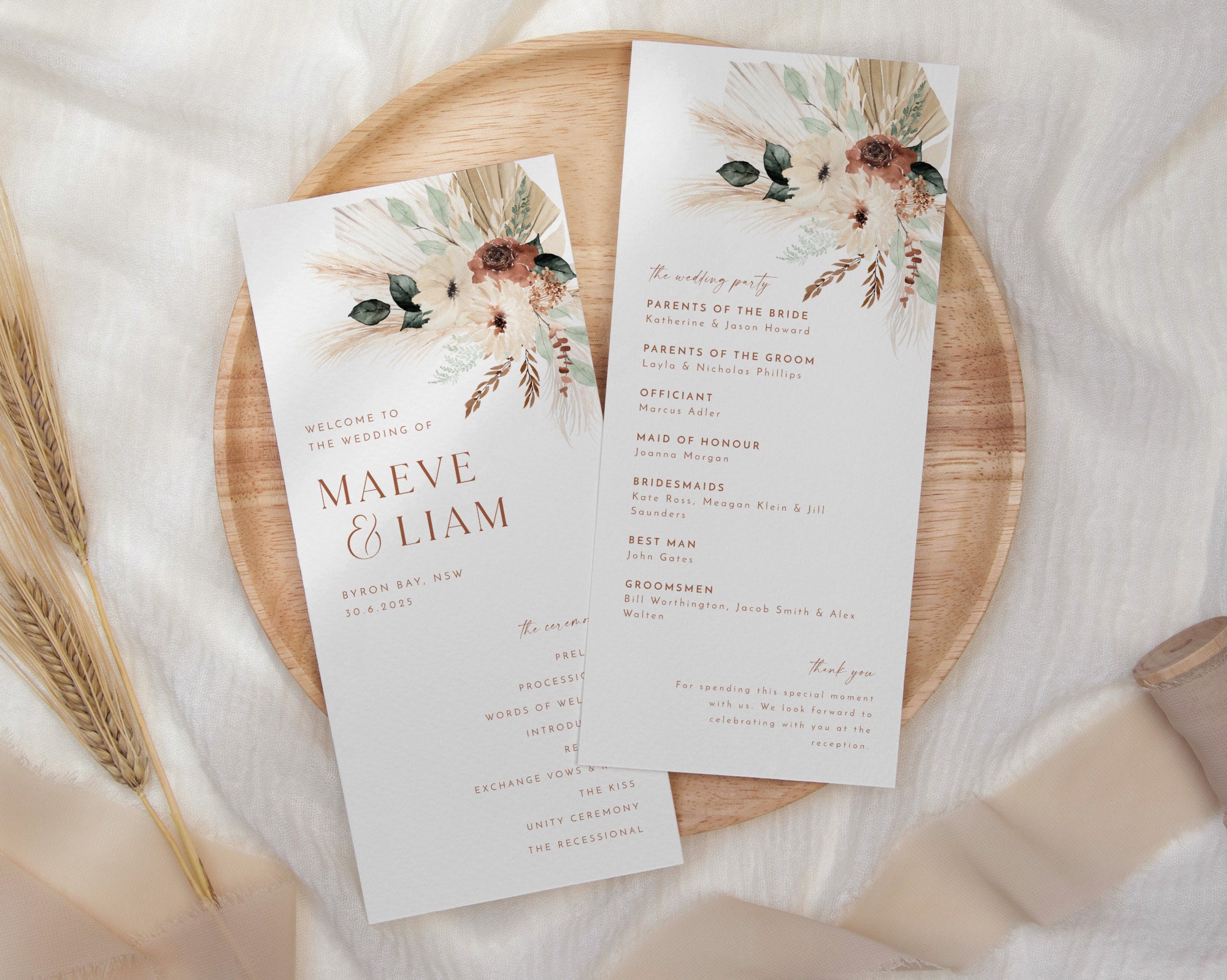 Boho wedding programs | Honestweddingadvice.com