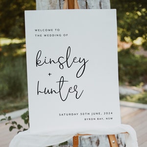 Minimalist Wedding Welcome Sign Template, Modern Calligraphy Sign, Editable Minimal Wedding Sign, Printable Wedding Sign Template, Kinsley