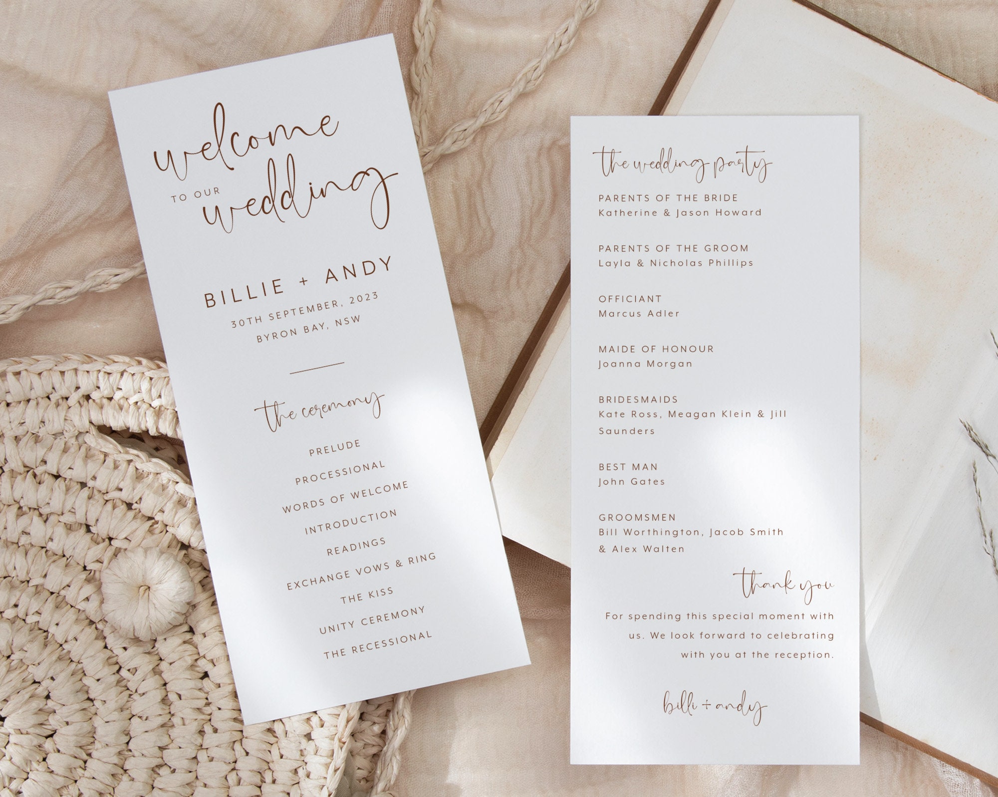 Minimalist Wedding Program Template Modern Wedding Program | Etsy