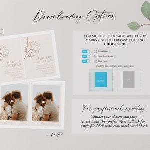 Minimalist Wedding Invitation Template Set, Botanical Floral Wedding Invitation Template Download, Editable Invitation Set Neutral, Hadley image 7