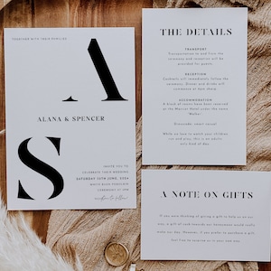 Minimalist Wedding Invitation Template Set: Modern Alana Design (Digital Download)