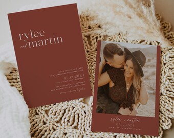 Wedding Invitation Template, Invitation with Photo, Rustic Wedding Invite, Wedding Invitation Template Download, Minimalist Wedding, Rylee