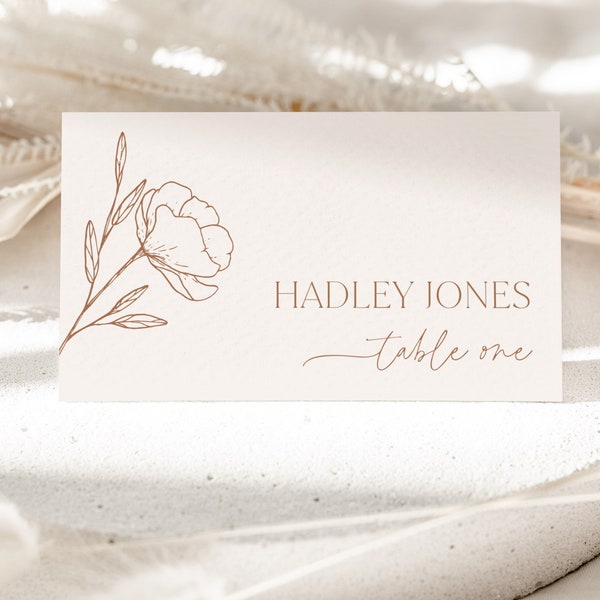 Minimalist Place Cards, Rustic Place Cards, Boho Place Cards, Editable Wedding Escort Cards, Minimal Template, Printable Place Cards, Hadley