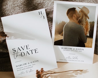 Save the Date Template, Photo Save the Date, Editable Save Our Date, Minimalist Save The Date Card, Rustic Wedding Invitation, Harlow