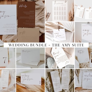 Wedding Invitation Bundle, Minimalist Wedding Invitation Template, Wedding Suite, Printable Wedding Invitation, Editable Modern Wedding, Amy