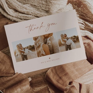Hochzeit Dankeskarte mit Foto, druckbare Dankeskartenvorlage, Foto-Dankeskarte, sofortiger Download, vollständig editierbar, Bianca